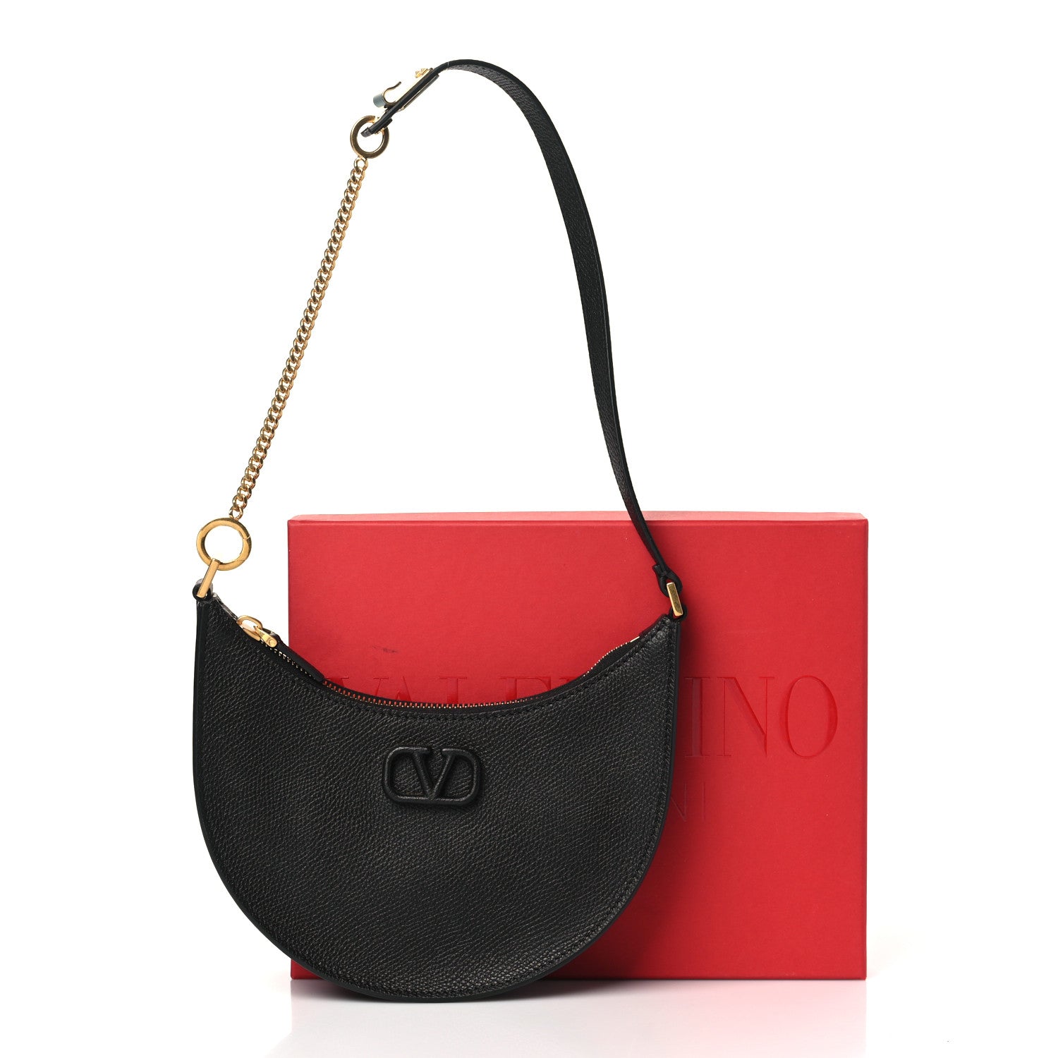 Valentino Garavani Grainy Calfskin Mini Vlogo Hobo Bag Black 10 of 10