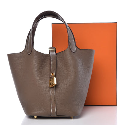 Hermes Taurillon Clemence Picotin Lock 18 PM Etoupe 8 of 8