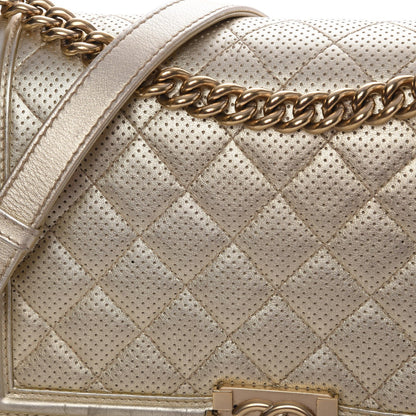 Chanel Lambskin Perforated Quilted New Medium Boy Flap Gold 9 of 22