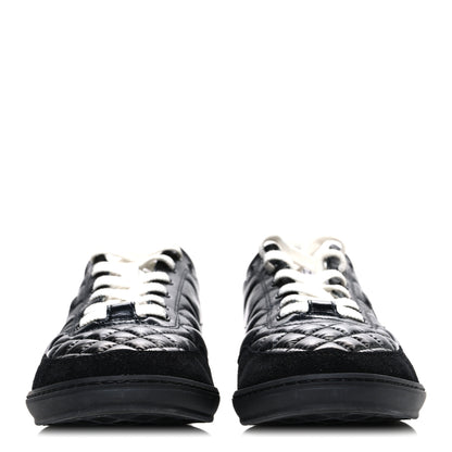 Chanel Calfskin Suede Quilted Womens Logo Sneakers 39 Black White 3 of 11