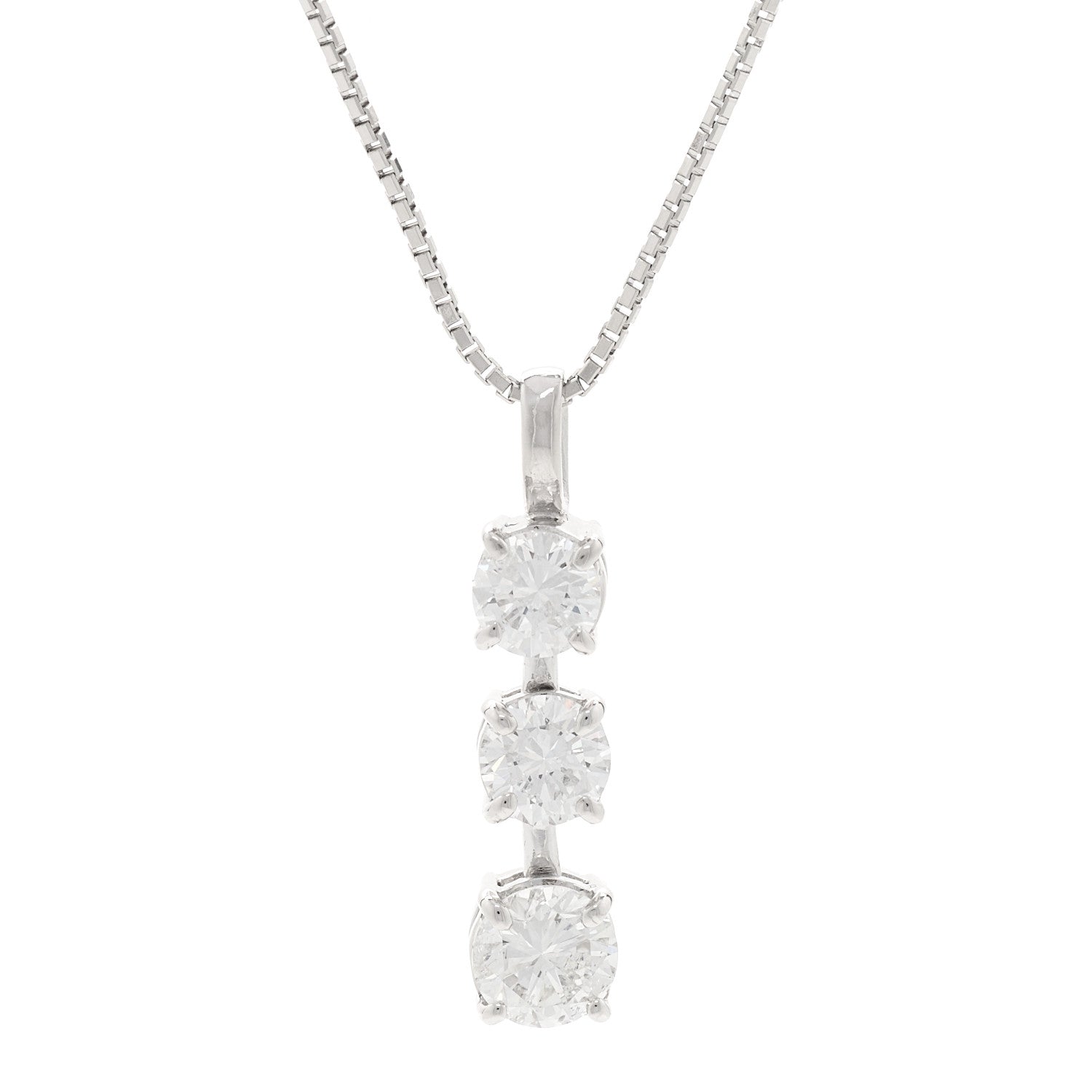 Parker & West by FASHIONPHILE Platinum Diamond 1.03ctw Graduate Triple Drop Pendant Necklace 4 of 6