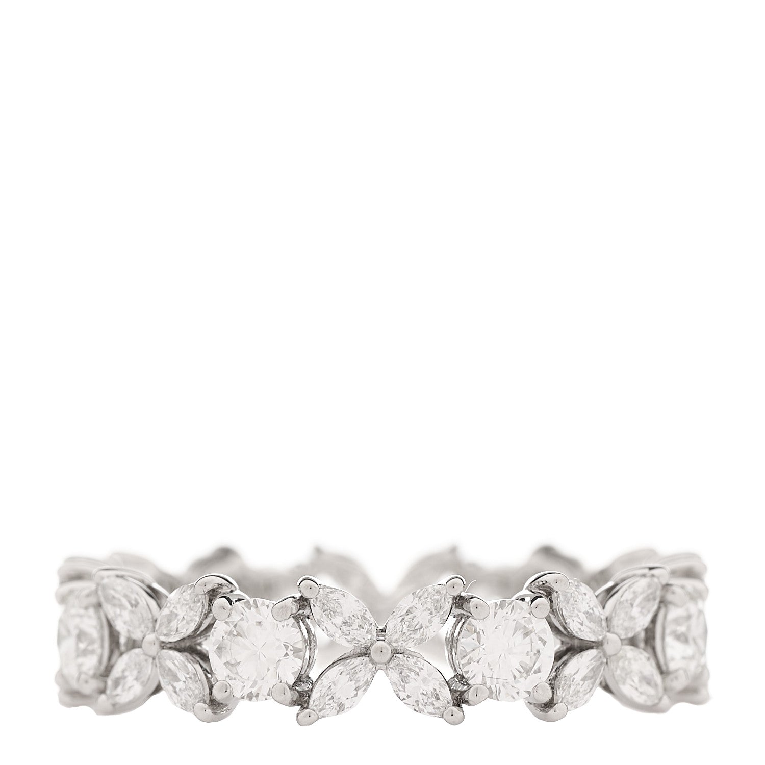 Tiffany Platinum Diamond Victoria Alternating Band Ring 55 7.25 3 of 5