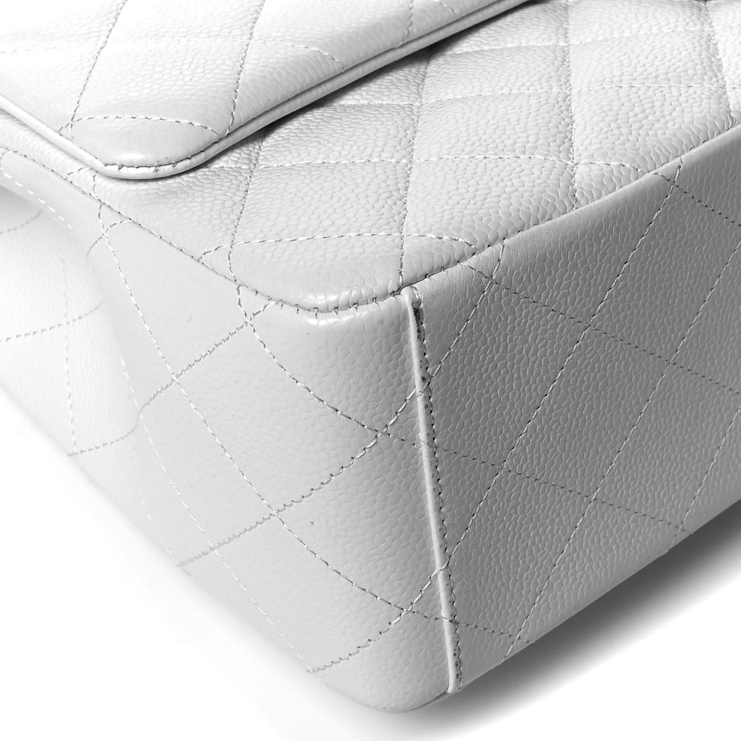 Caviar Quilted Maxi Double Flap White