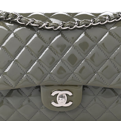 Chanel Patent Calfskin Quilted Medium Double Flap Grey 11 of 11