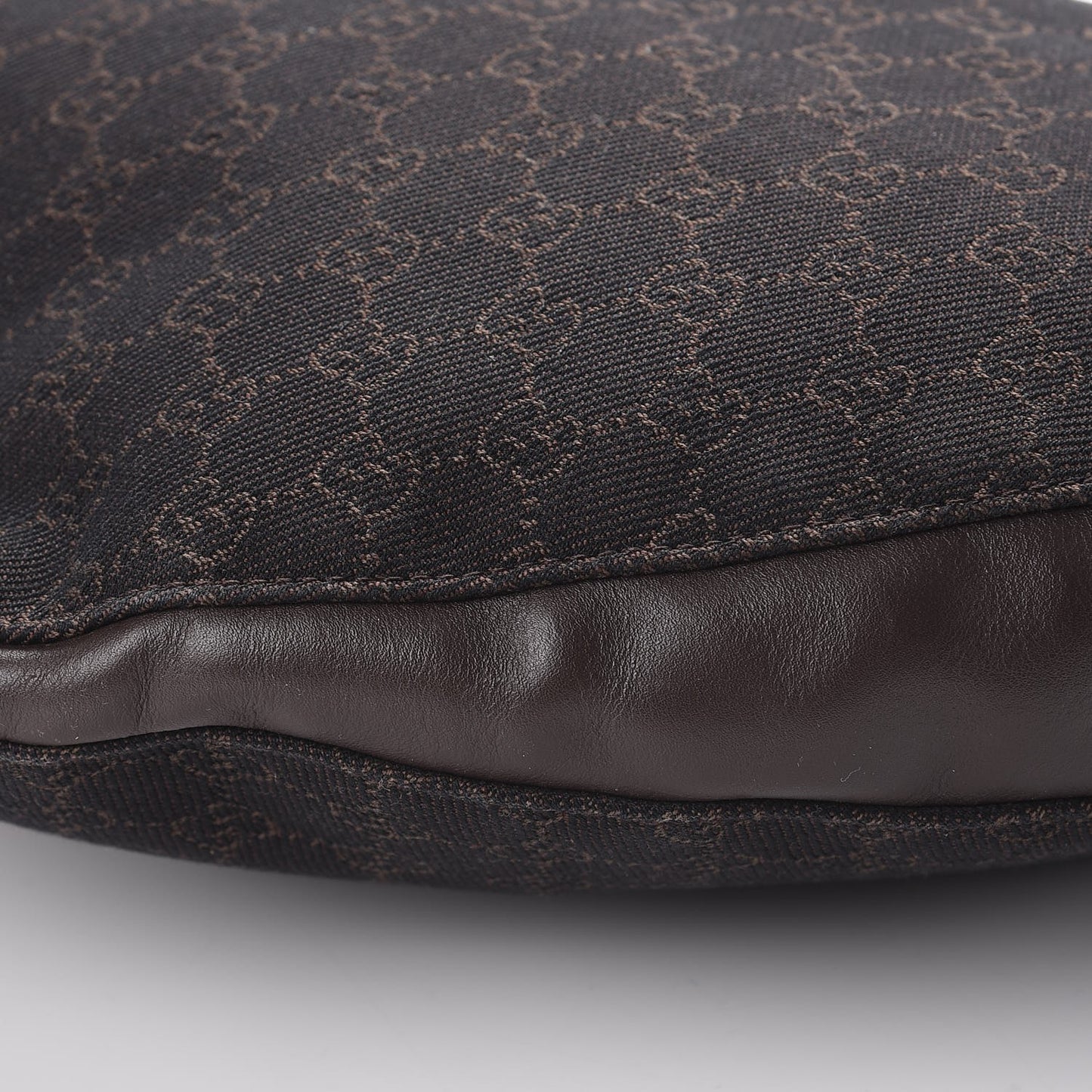 Denim Monogram Half Moon Hobo Dark Brown