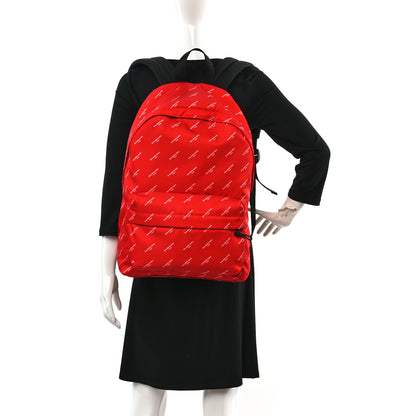 Balenciaga Twill Nylon Allover Logo Print Explorer Backpack Rouge Vermillion White 2 of 9