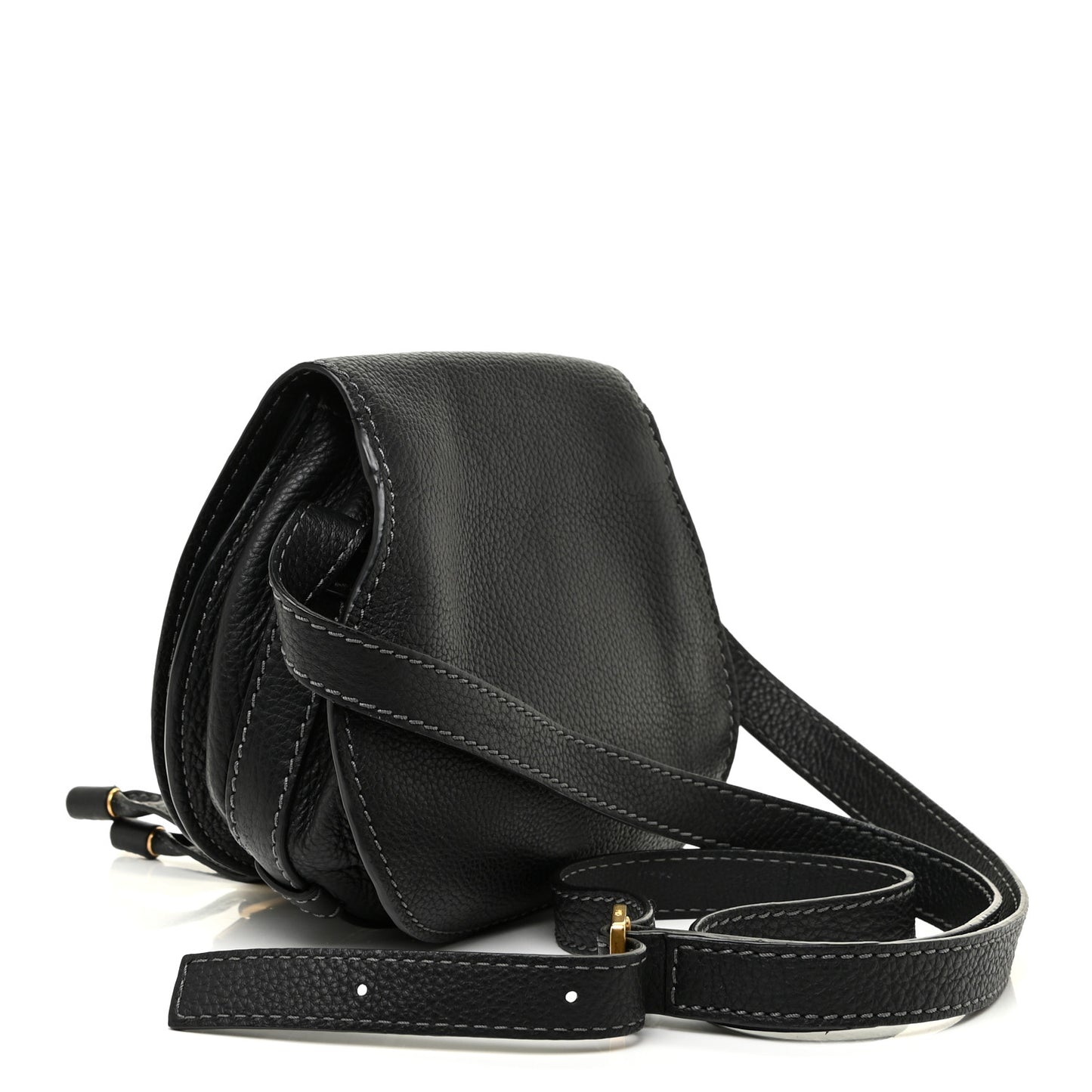 Calfskin Mini Marcie Round Crossbody Bag Black