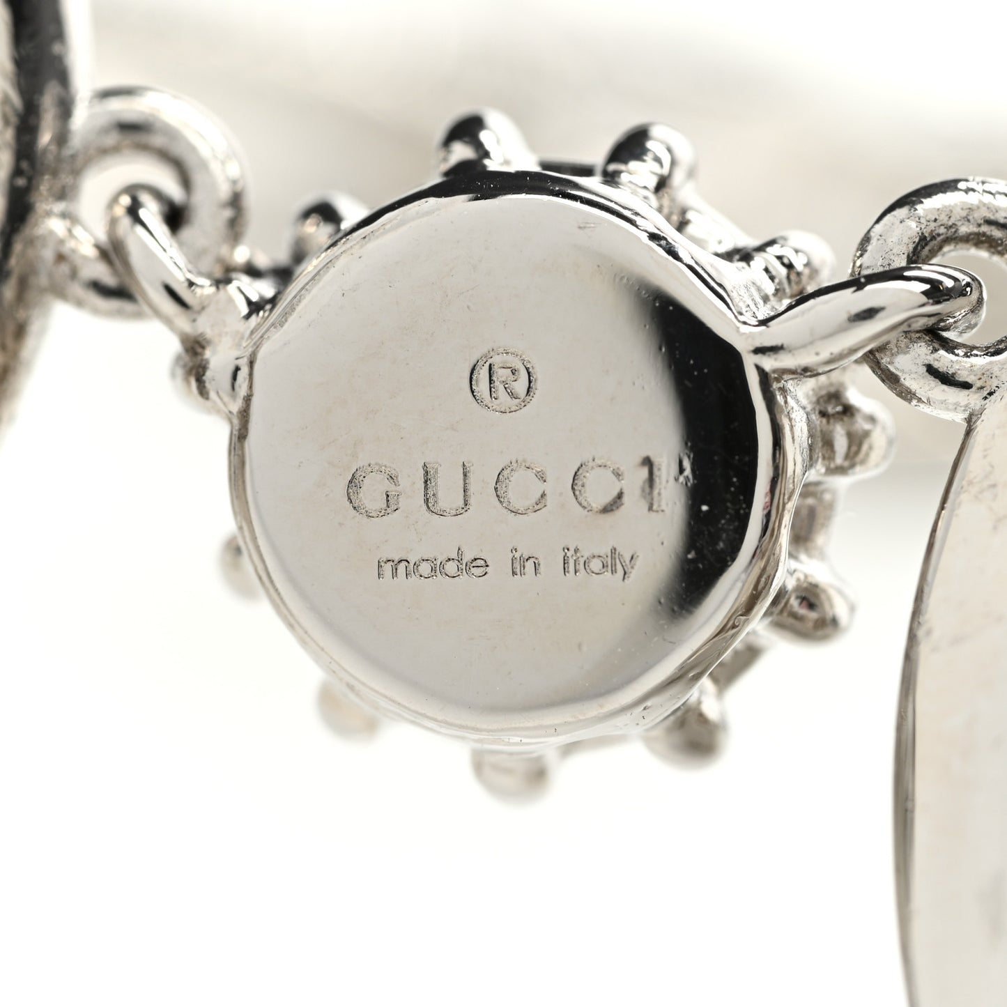 Pearl Strass Resin Embellished Double G Necklace Silver