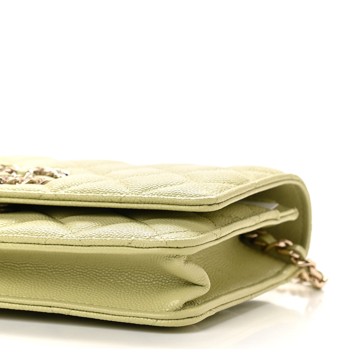 Caviar Quilted French New Wave Chain CC Wallet On Chain WOC Light Green