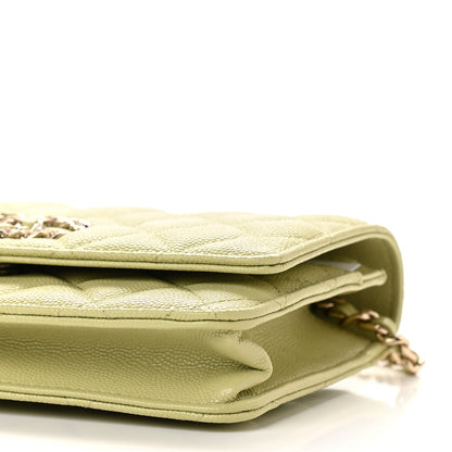 Chanel Caviar Quilted French New Wave Chain CC Wallet On Chain WOC Light Green 10 of 10