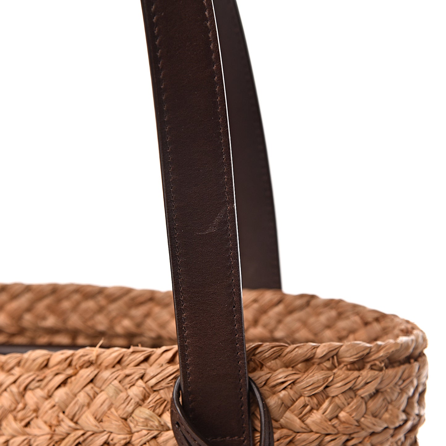 Raffia Calfskin Small Panier Tote Naturale Nut