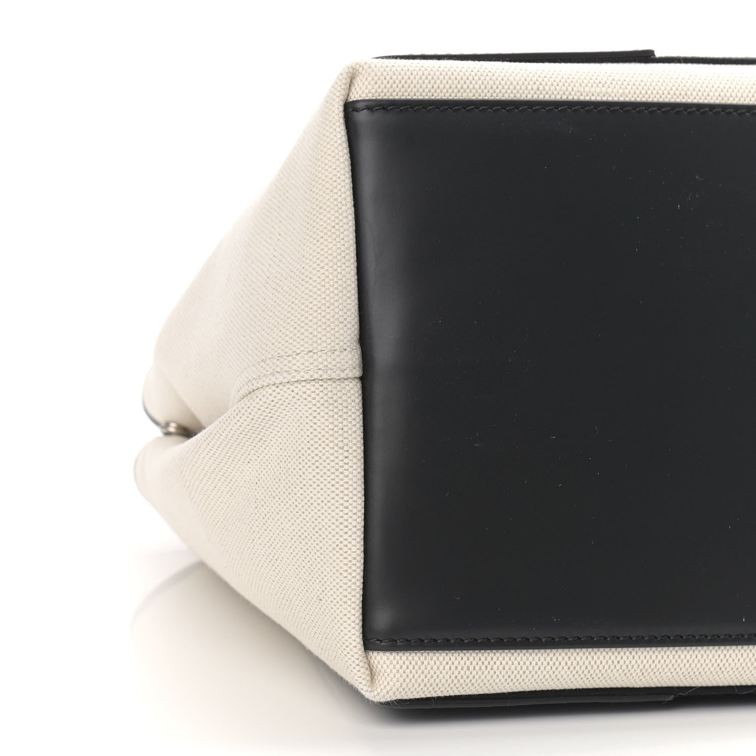 Balenciaga Cotton Canvas Satin Calfskin S Navy Cabas Natural Black 9 of 10