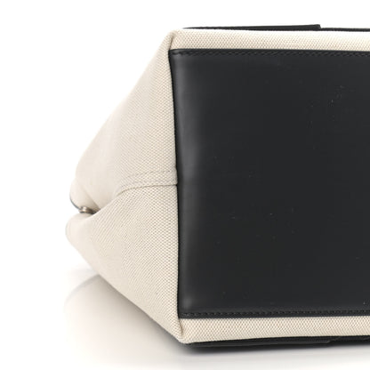 Balenciaga Cotton Canvas Satin Calfskin S Navy Cabas Natural Black 9 of 10