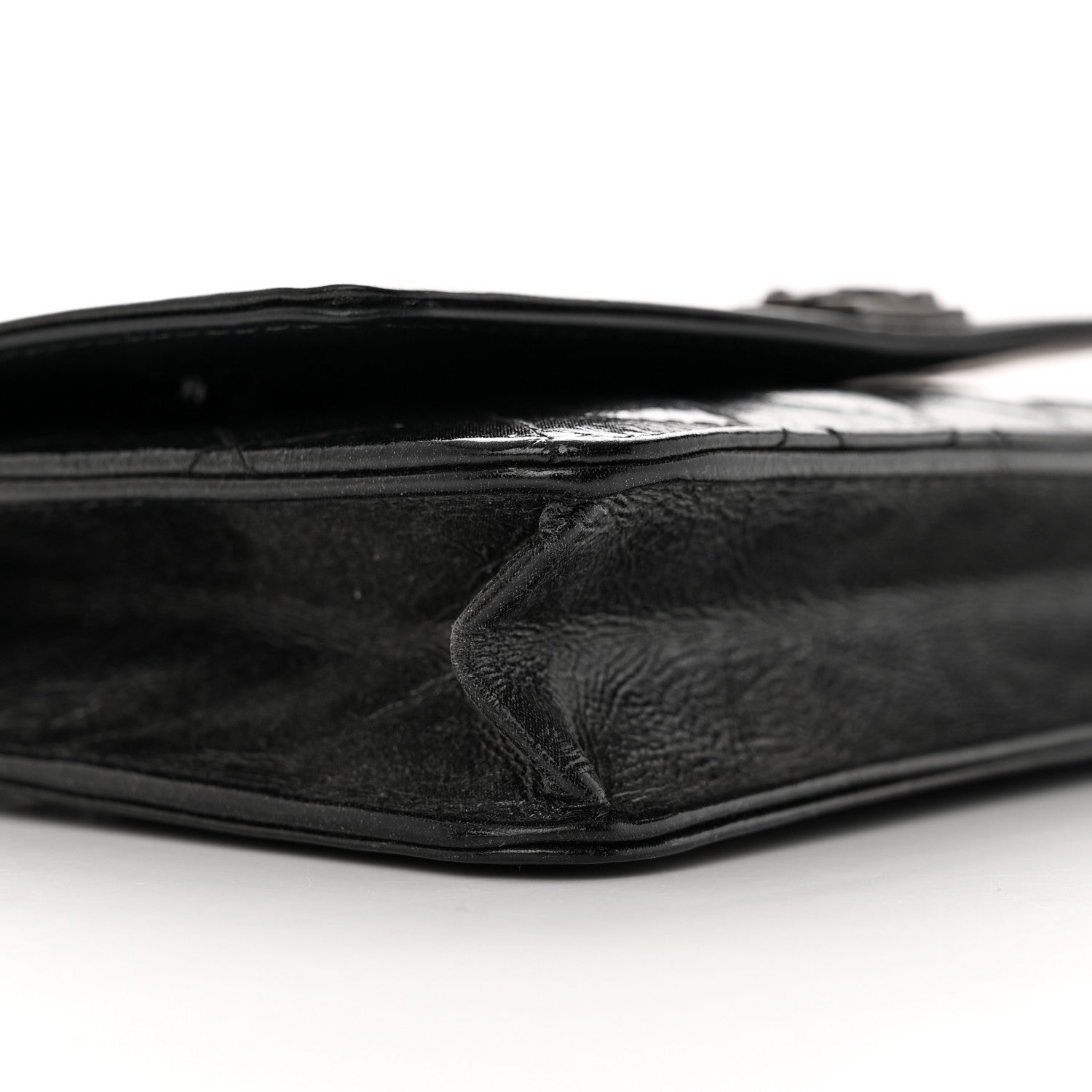 Chanel Shiny Aged Calfskin Quilted Boy Wallet On Chain WOC So Black 10 of 18