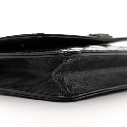 Chanel Shiny Aged Calfskin Quilted Boy Wallet On Chain WOC So Black 10 of 18