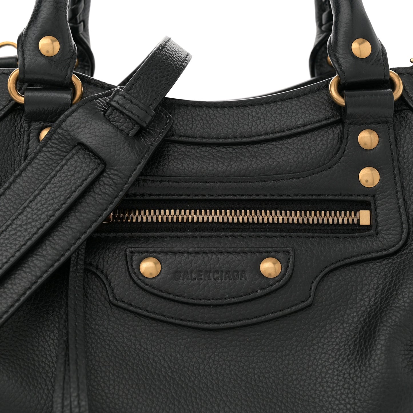Grained Calfskin Neo Classic Gold Hardware S City Black