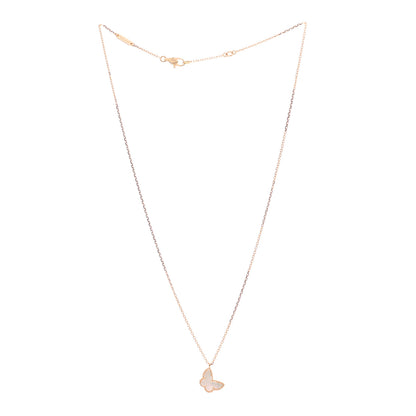 Van Cleef & Arpels 18K Yellow Gold Mother of Pearl Sweet Alhambra Butterfly Pendant Necklace 3 of 7