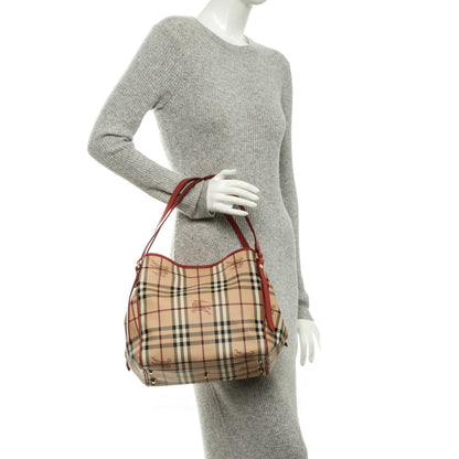 Burberry Haymarket Check Small Canterbury Tote Coral Red 2 of 8