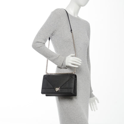 Christian Dior Grained Calfskin Medium Diorama Flap Bag Black 2 of 7