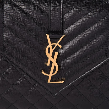 Saint Laurent Grain De Poudre Textured Mixed Matelasse Triquilt Medium Monogram Satchel Black 8 of 10