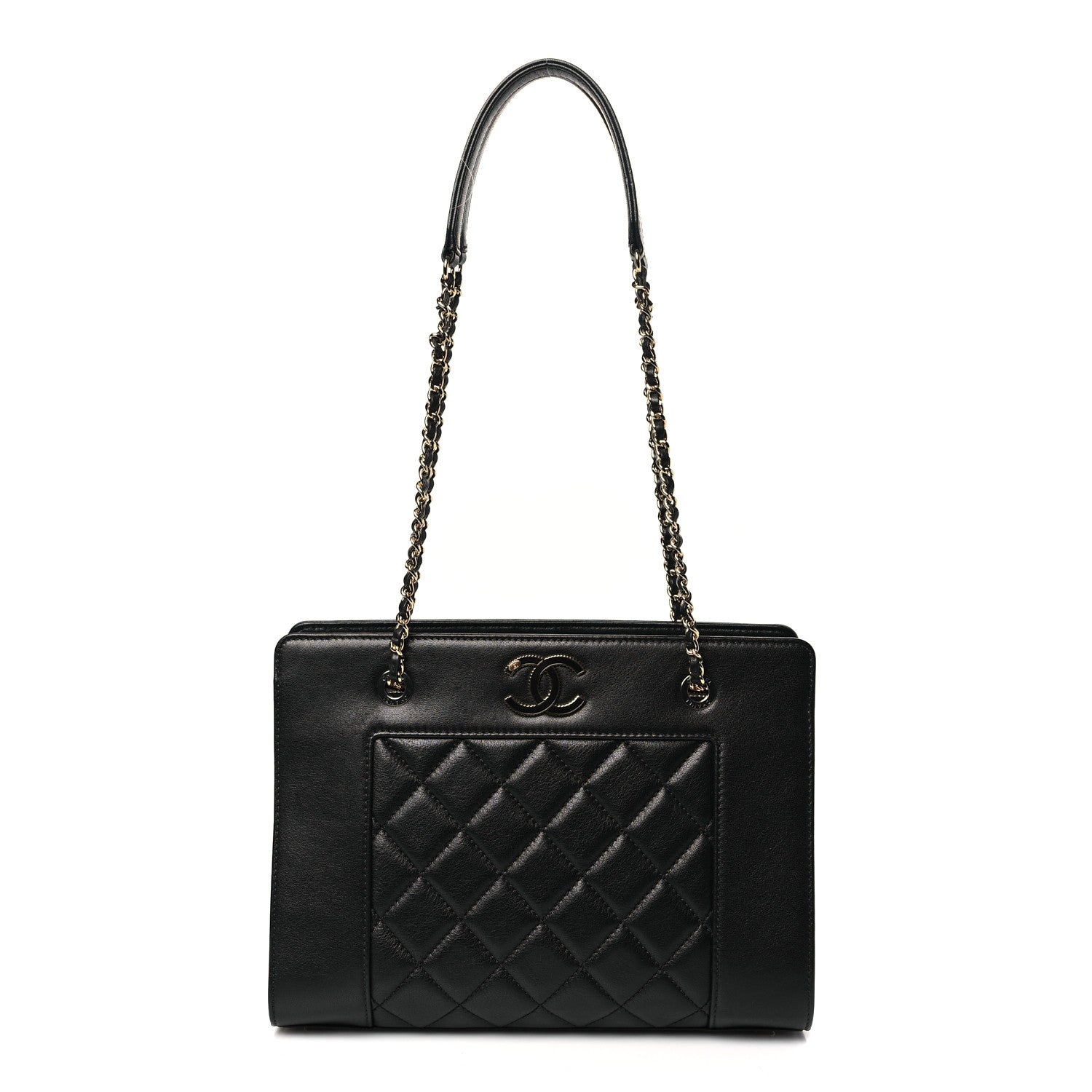 Chanel Sheepskin Quilted Small Mademoiselle Vintage Shopping Tote Black 1 of 10