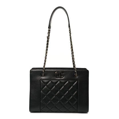 Chanel Sheepskin Quilted Small Mademoiselle Vintage Shopping Tote Black 1 of 10