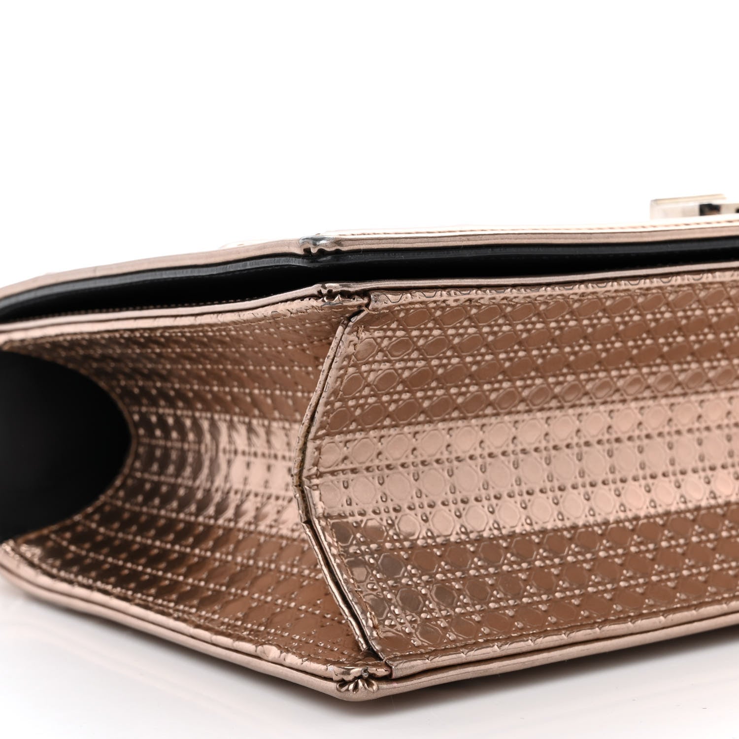 Christian Dior Metallic Patent Micro-Cannage Medium Diorama Flap Bag Pink 11 of 12