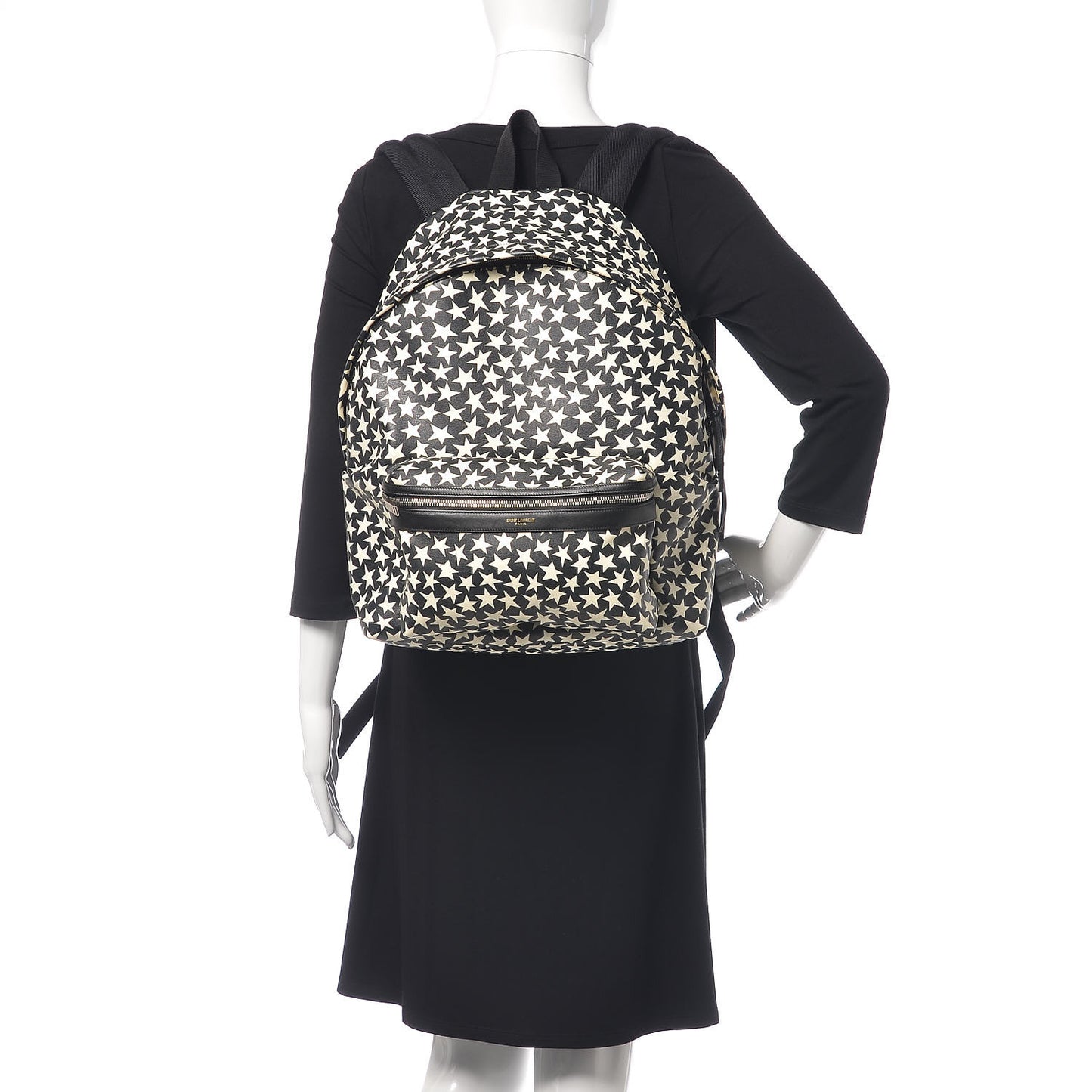 Calfskin Star Print Hunting Backpack Black White