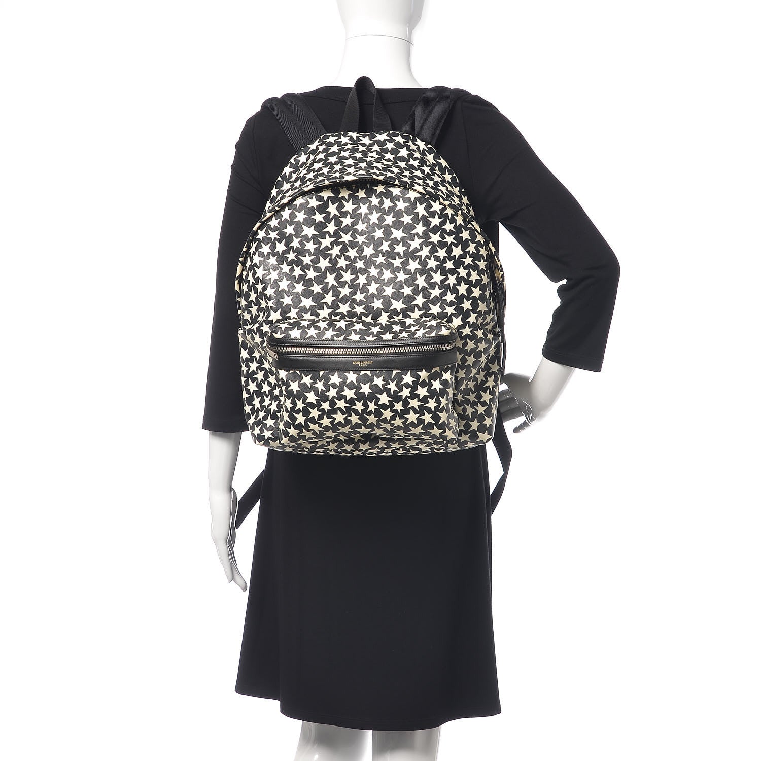 Saint Laurent Calfskin Star Print Hunting Backpack Black White 2 of 11