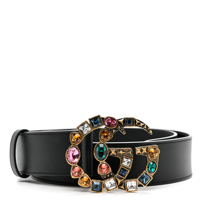 Gucci Calfskin Crystal Double G 40mm Belt 85 34 Black Multicolor 1 of 5