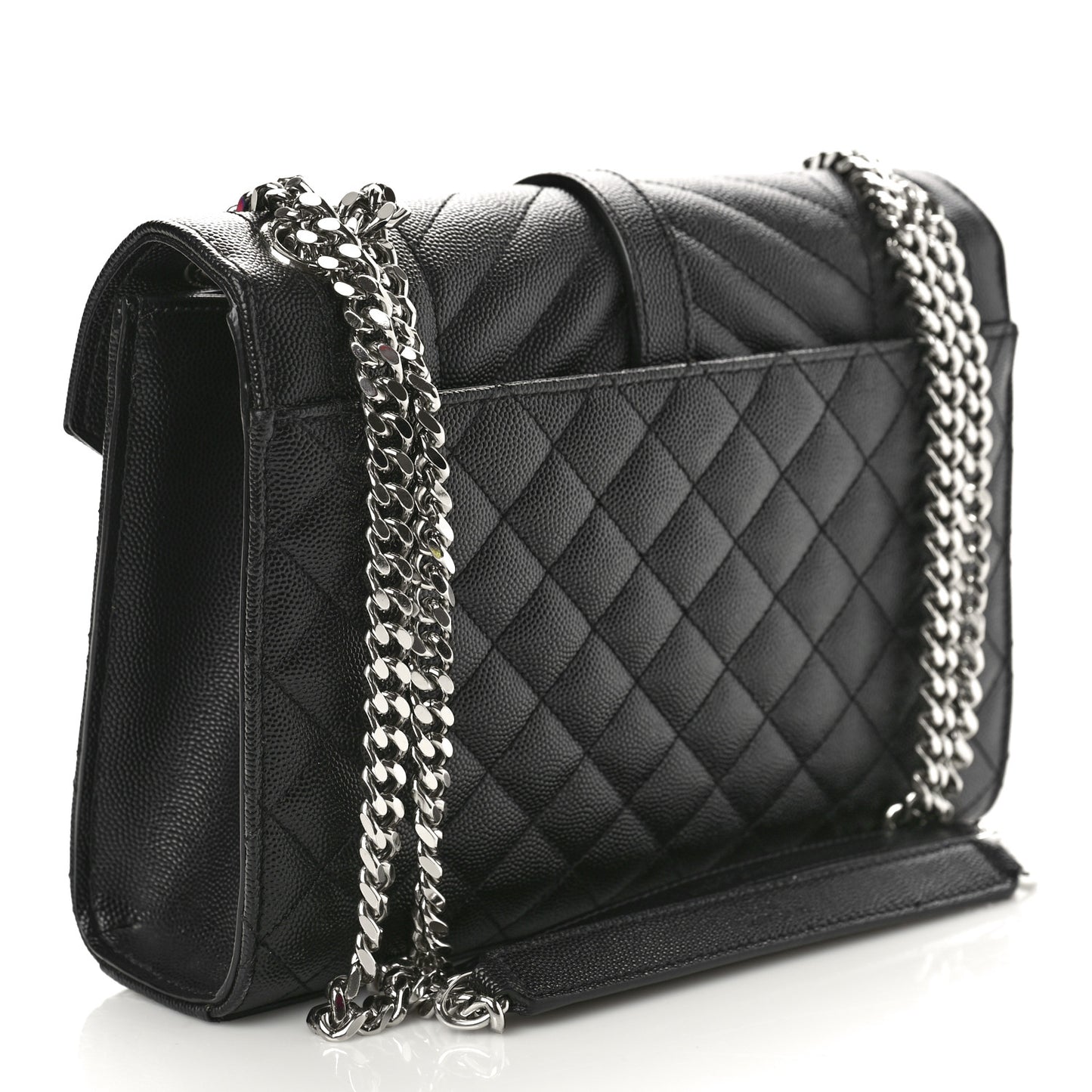 Grain De Poudre Textured Mixed Matelasse Triquilt Medium Monogram Satchel Black