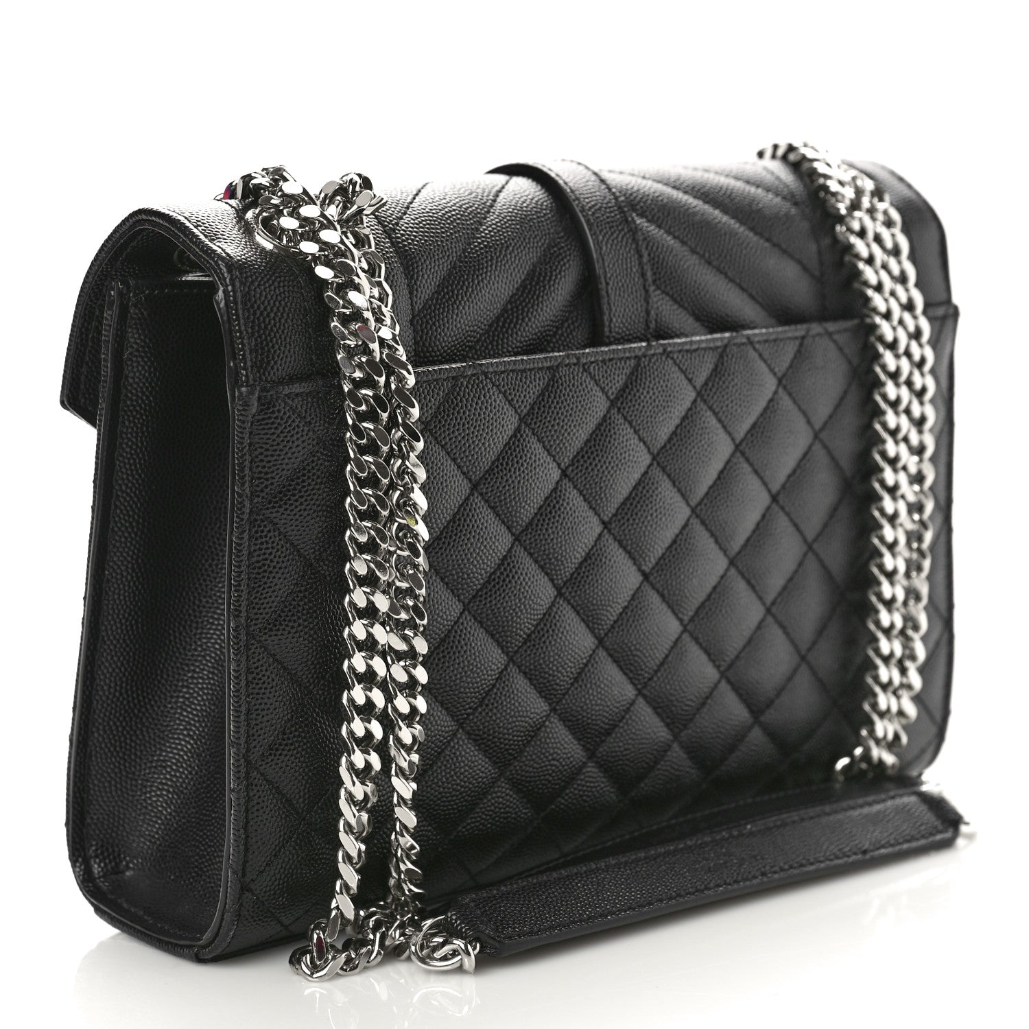 Saint Laurent Grain De Poudre Textured Mixed Matelasse Triquilt Medium Monogram Satchel Black 2 of 8