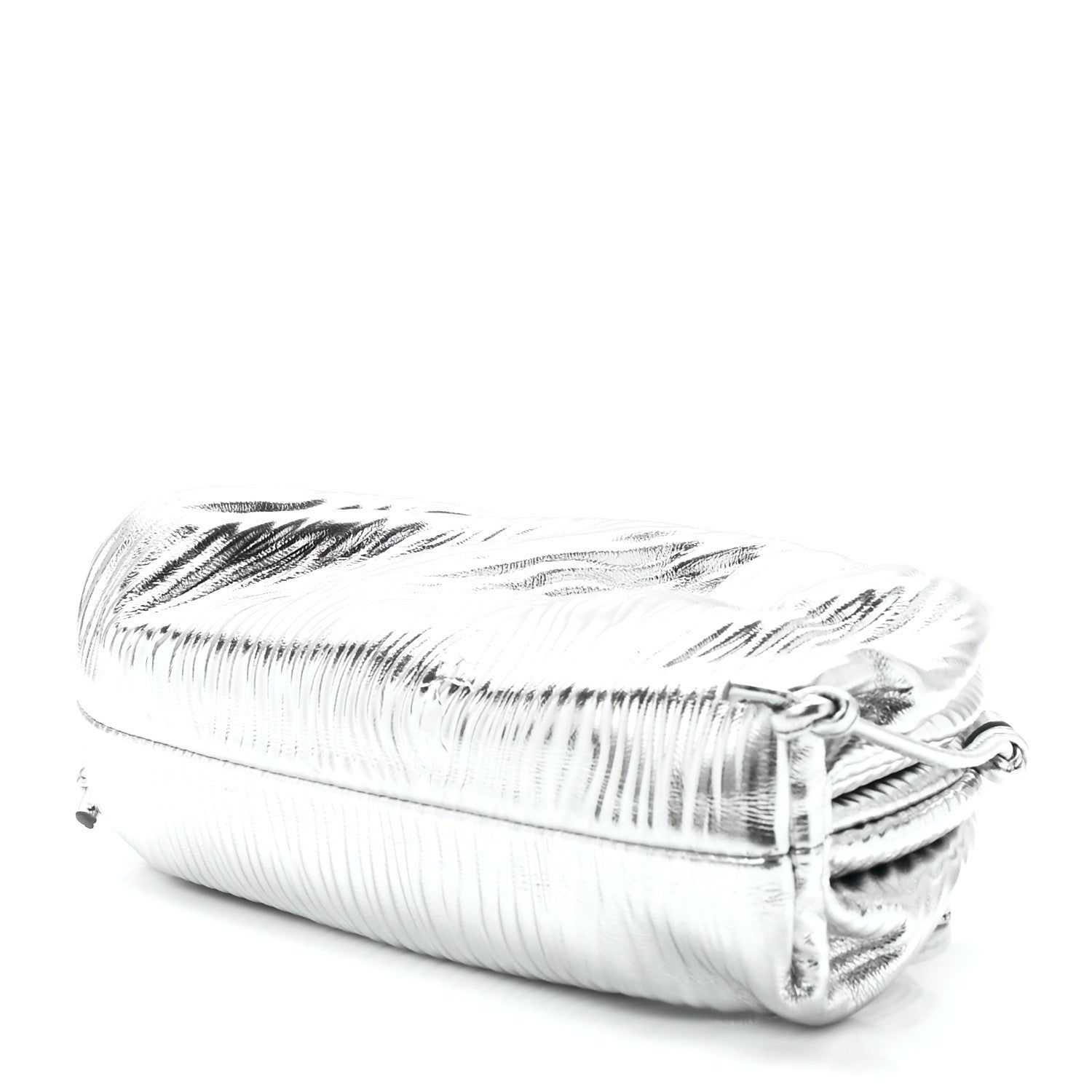 Bottega Veneta Metallic Bark Calfskin The Mini Pouch Silver 10 of 12