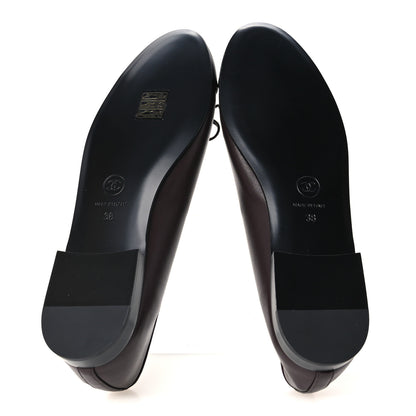 Chanel Lambskin Cap Toe CC Ballerina Flats 38 Dark Brown Black 6 of 10