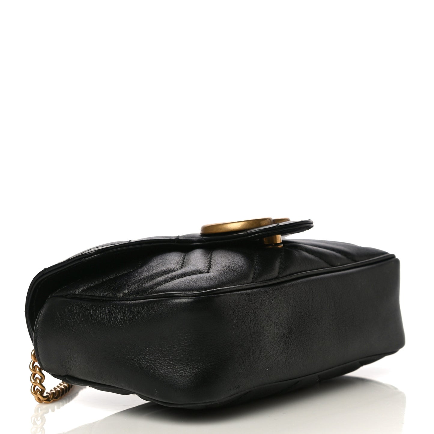 Calfskin Matelasse Super Mini GG Marmont Shoulder Bag Black
