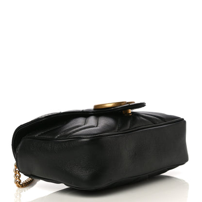Gucci Calfskin Matelasse Super Mini GG Marmont Shoulder Bag Black 4 of 11