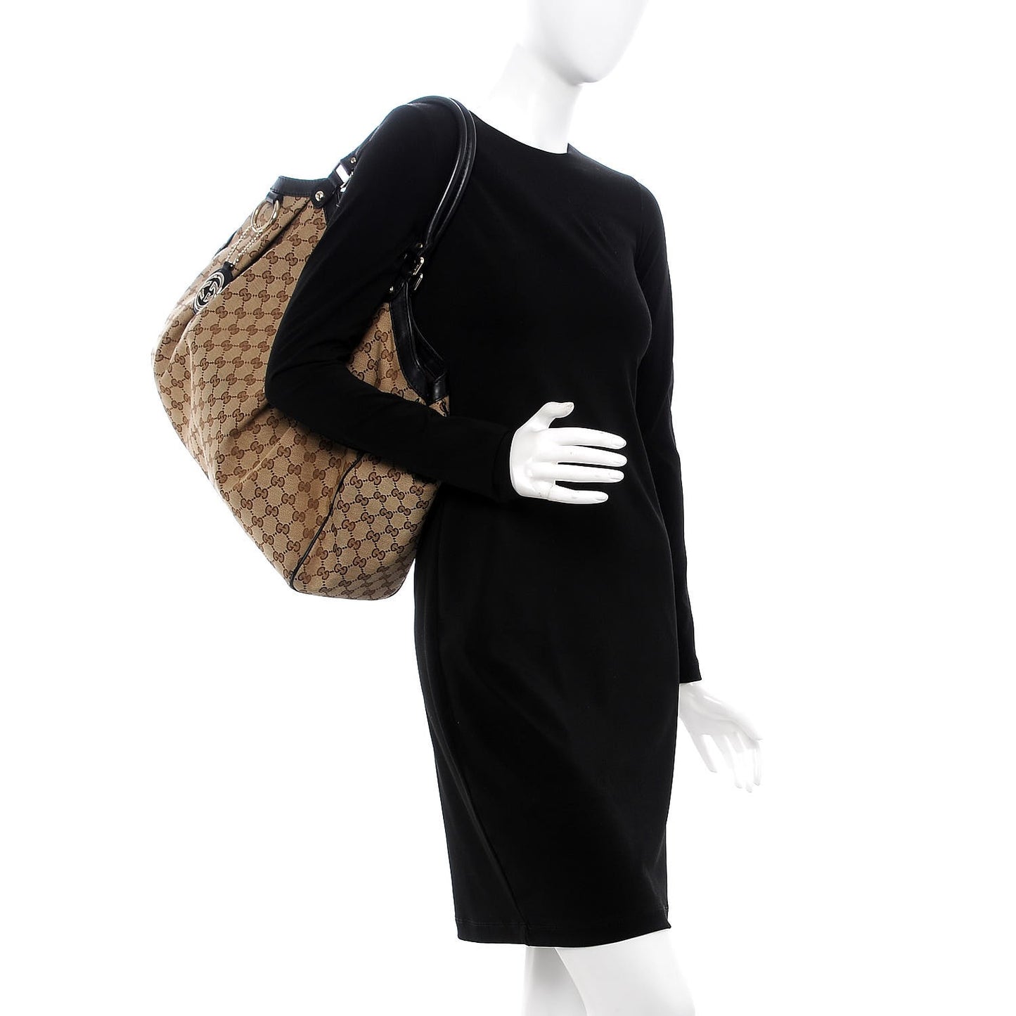 Monogram Large Sukey Tote Beige Ebony Black