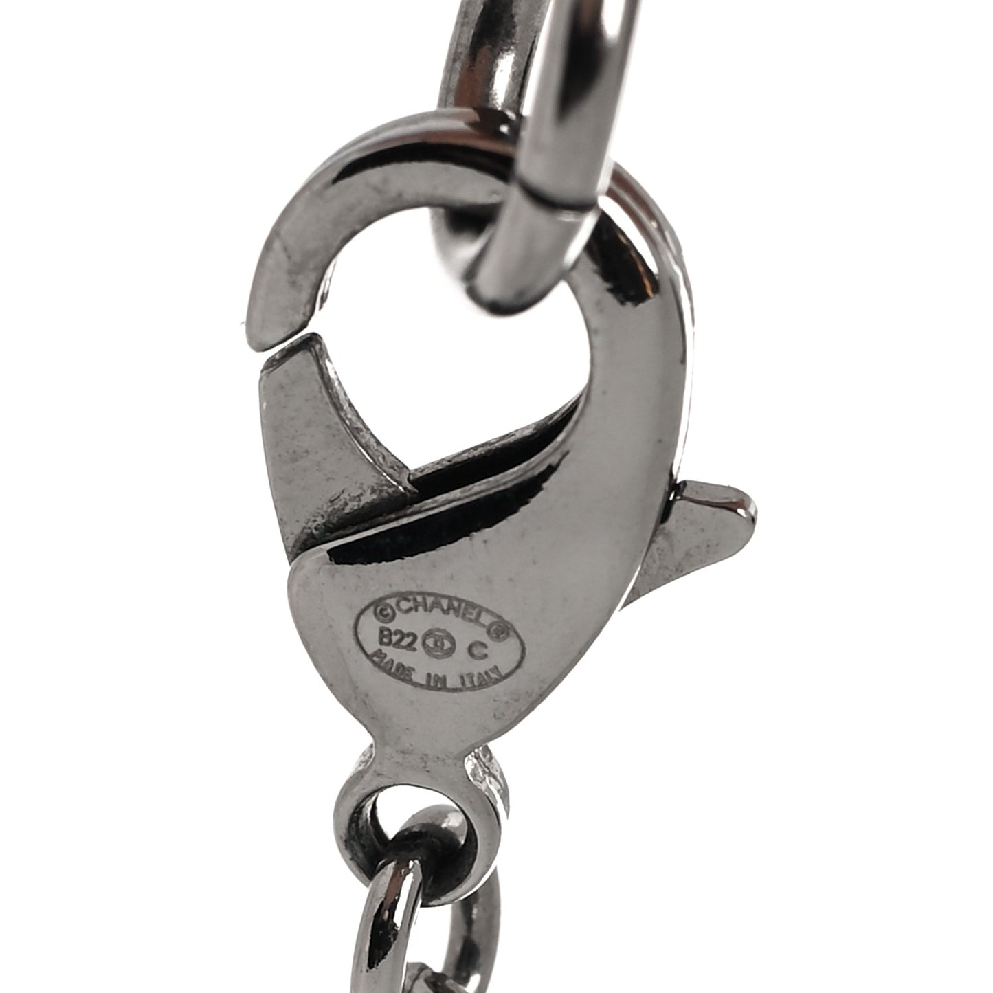 Crystal Strass CC Pendant Necklace Silver