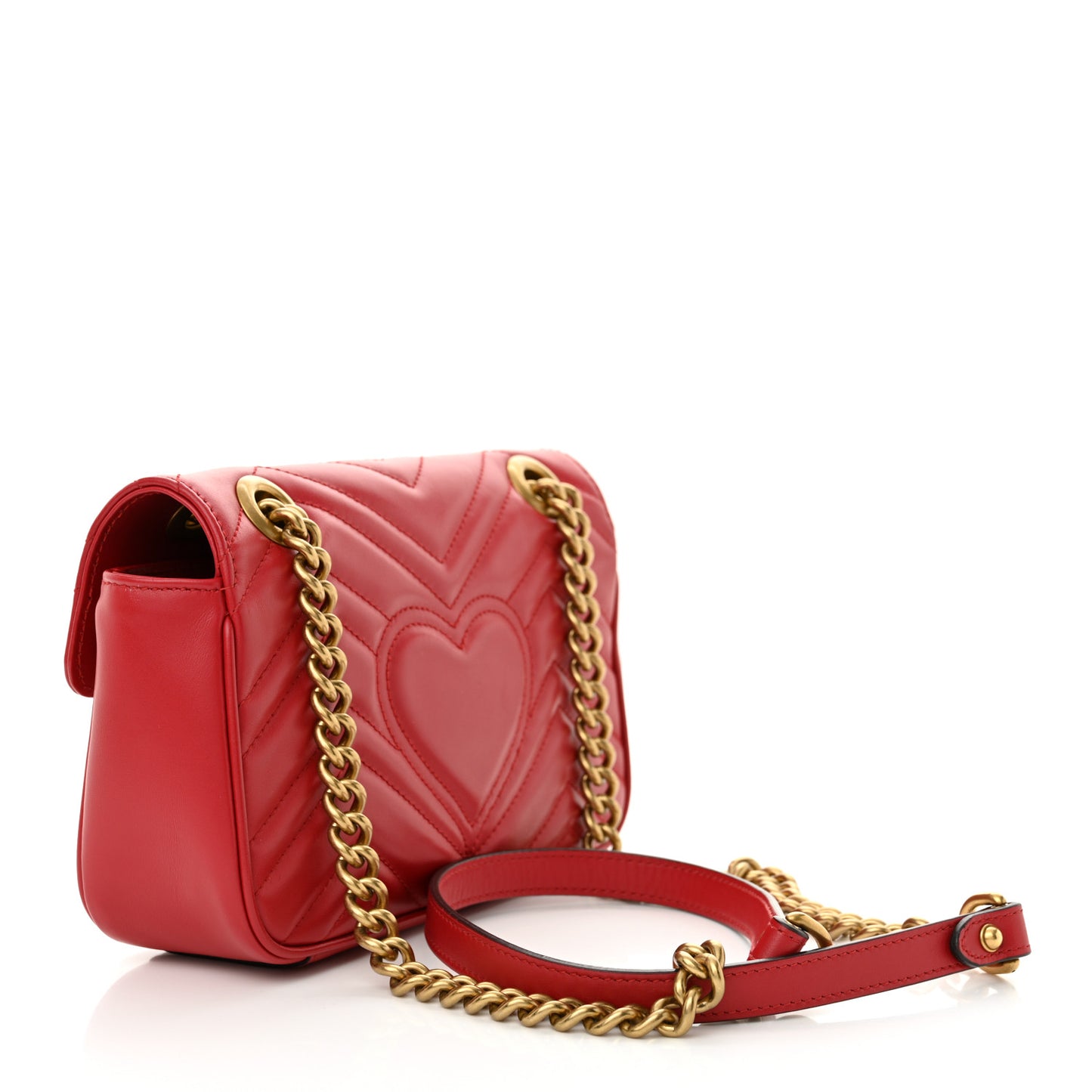 Calfskin Matelasse Mini GG Marmont Shoulder Bag Hibiscus Red