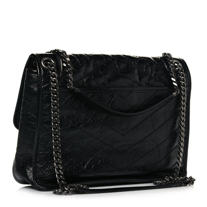 Saint Laurent Crinkled Calfskin Matelasse Monogram Medium Niki Chain Satchel Black 3 of 14