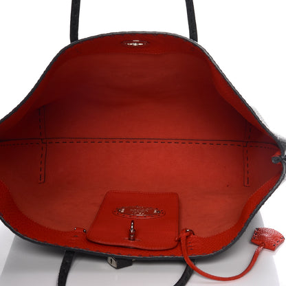 Fendi Cuoio Romano Selleria Bi-Color Large Carla Shopping Tote Asfalto Papavero 5 of 14