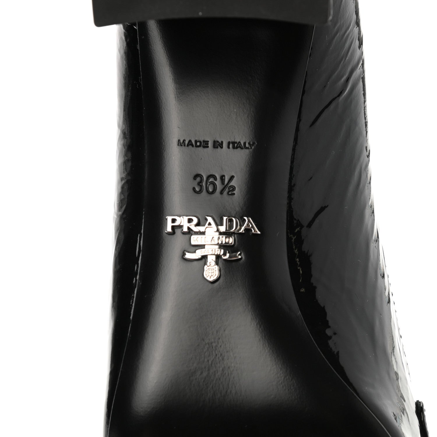 Prada Naplak Metal Triangle Logo Square Toe 55mm Loafer Pumps 36.5 Black 6 of 9