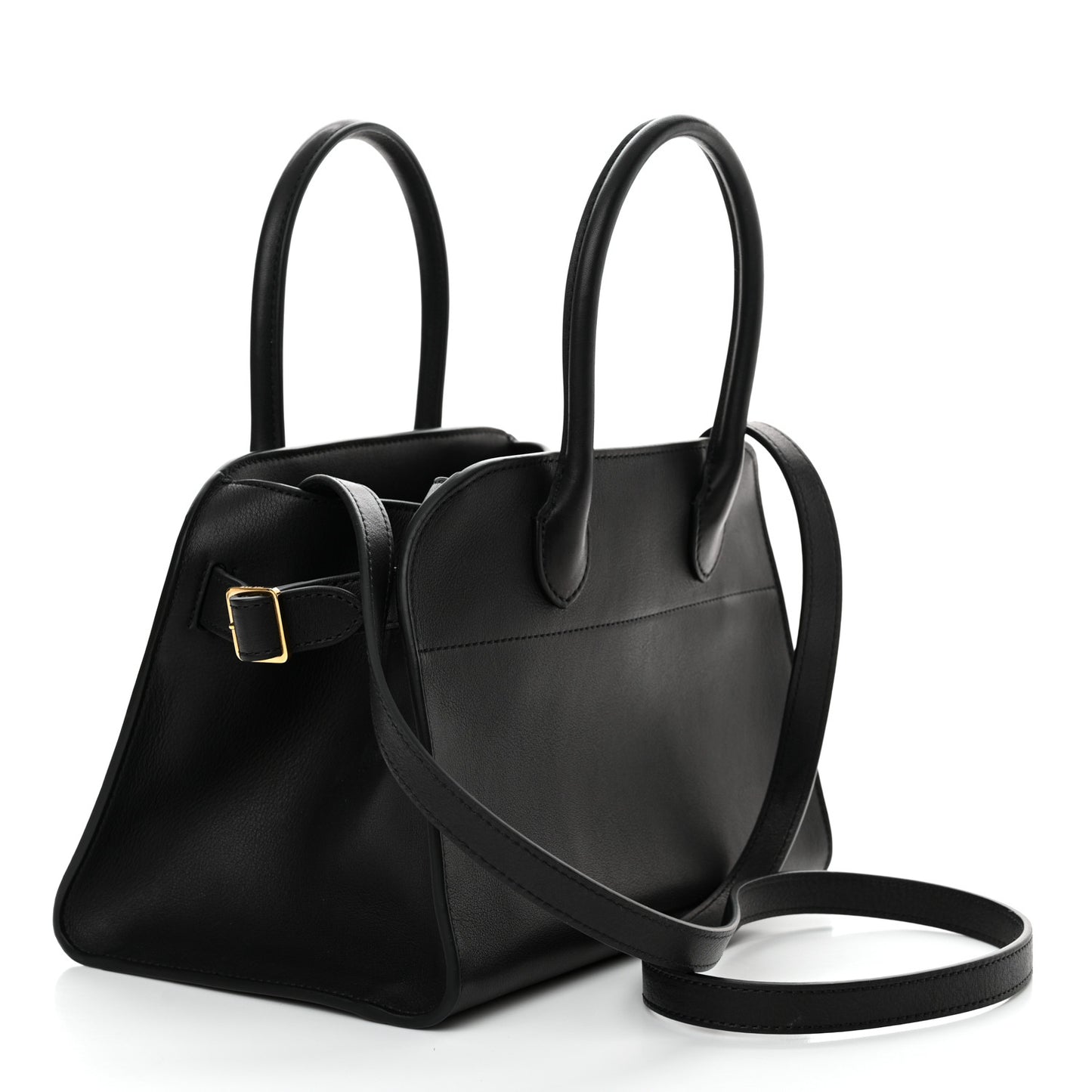 Polished Saddle Calfskin Soft Margaux 10 Bag Black