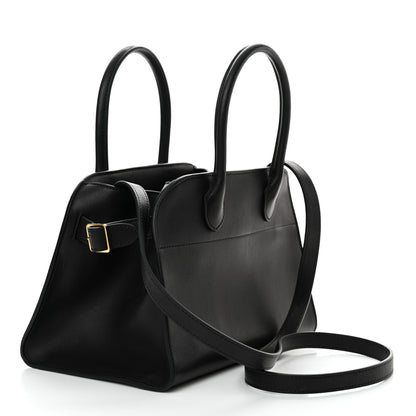 The Row Polished Saddle Calfskin Soft Margaux 10 Bag Black 3 of 9
