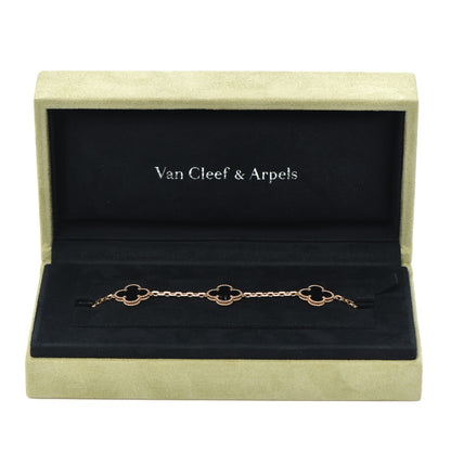Van Cleef & Arpels 18K Yellow Gold Black Onyx 5 Motifs Vintage Alhambra Bracelet 8 of 8