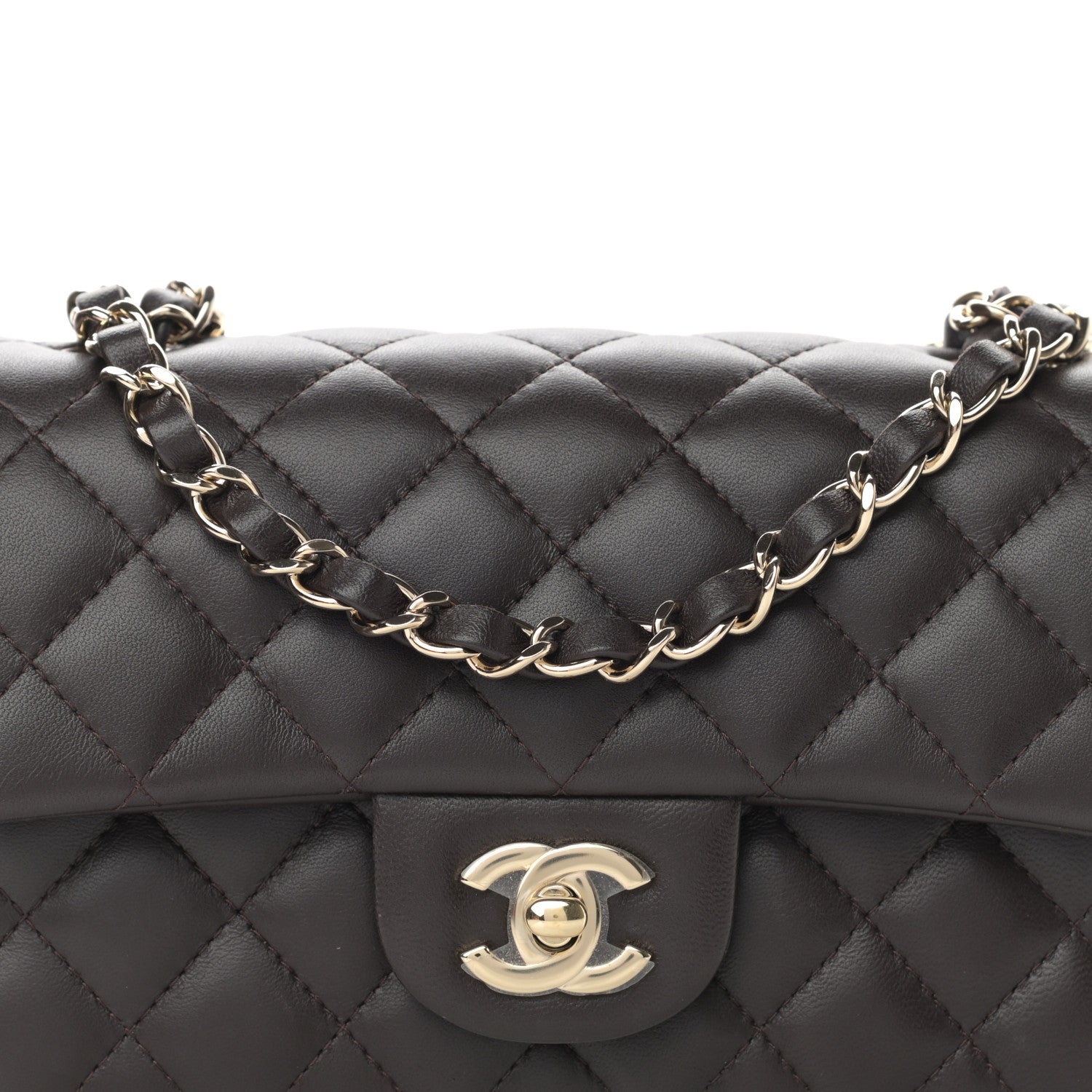Chanel Lambskin Quilted Mini Rectangular Flap Dark Brown 8 of 13