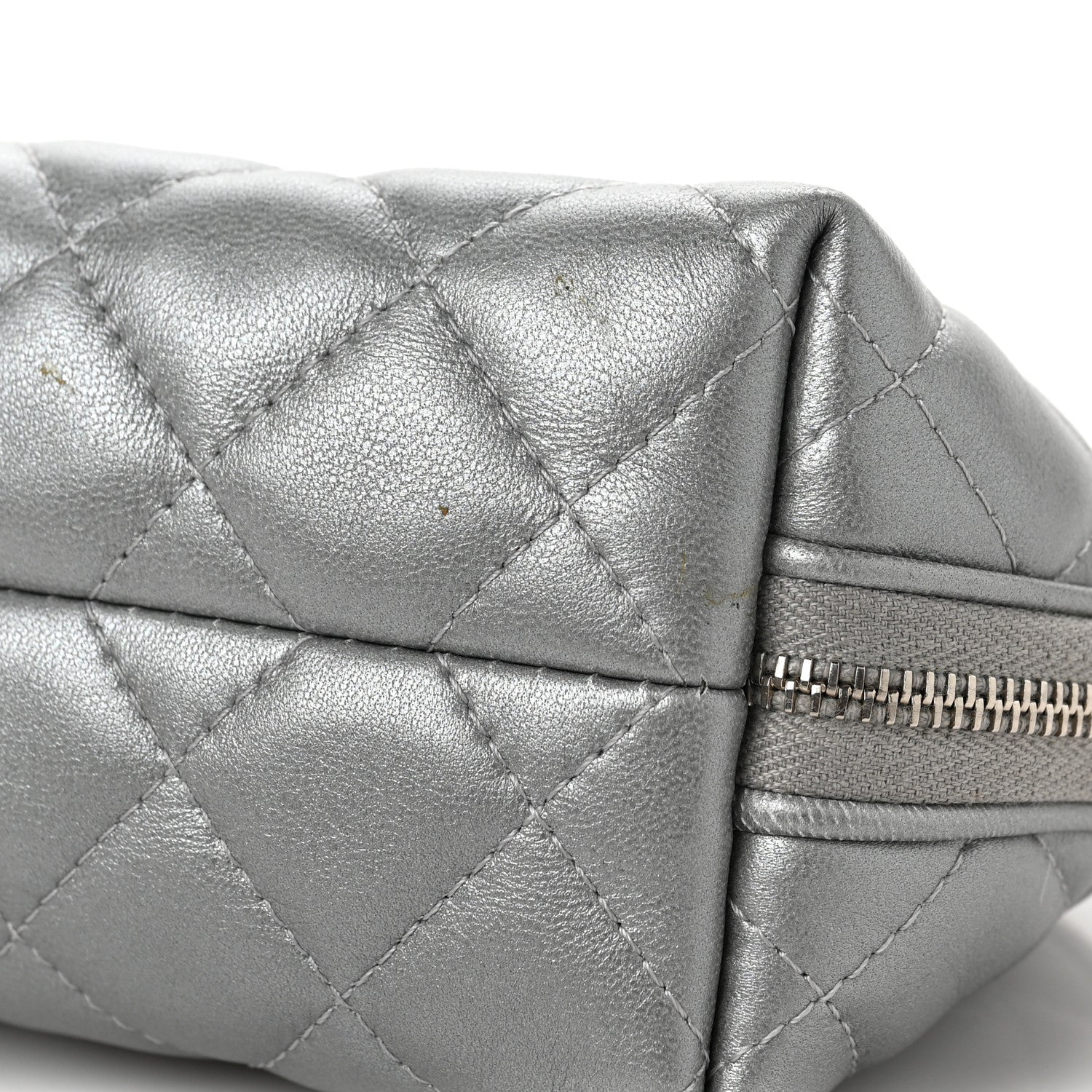 Chanel Metallic Lambskin Quilted Reissue Cosmetic Case Silver 8 of 8