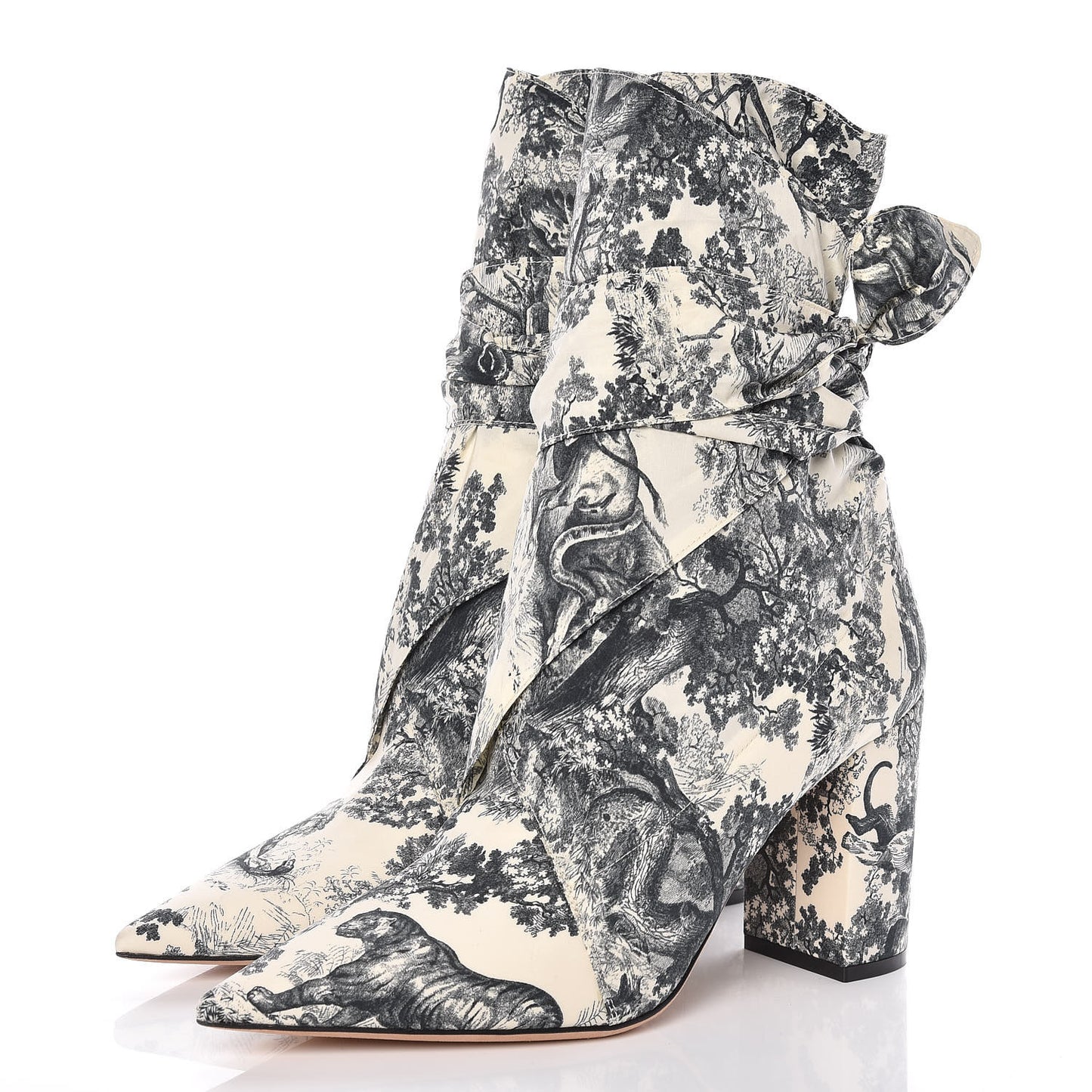 Canvas Toile de Jouy Dior Huggy 90mm Ankle Boots 39 Off White Black