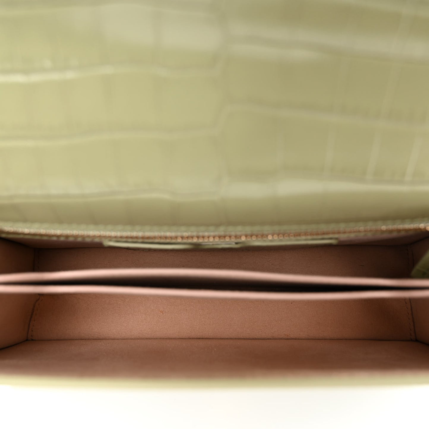 Shiny Crocodile Embossed Jeweled Satchel Sage