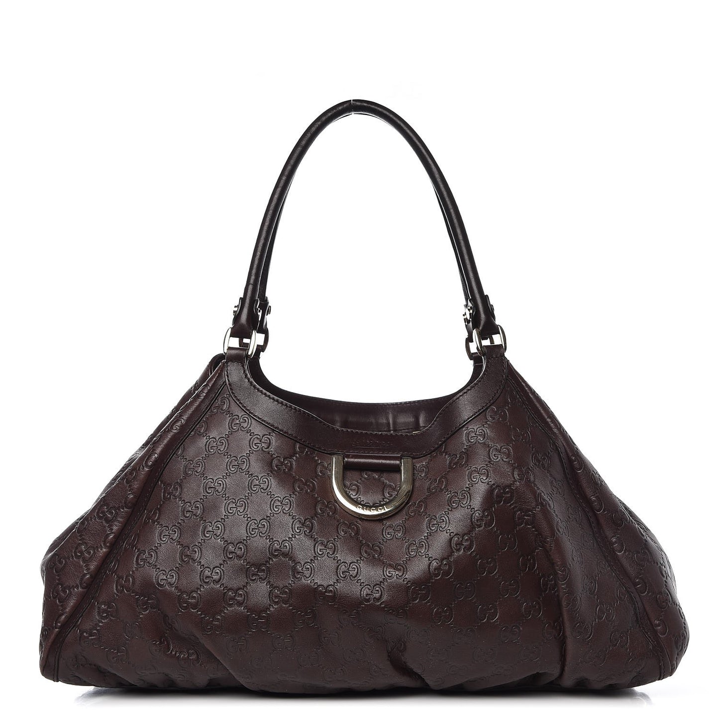 Guccissima Large D Gold Ring Shoulder Bag Chocolate
